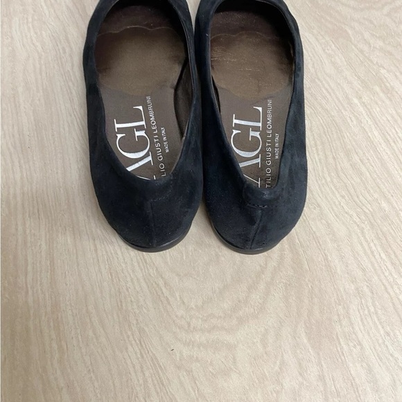 AGL Ballet Flat Shoes Women's 36.5/6.5 Black Suede Shimmer Pointed Toe Loafers - Picture 4 of 8